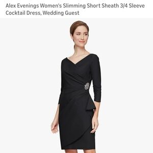 Alex Evenings Black Cocktail Dress with Embellished Waist